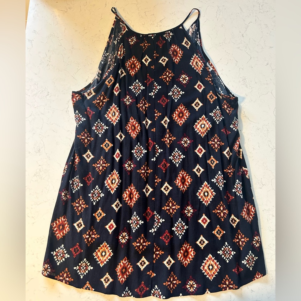 Daytrip Navy Crinkle Henley Flowy Tunic Tank Top - Picture 14 of 14